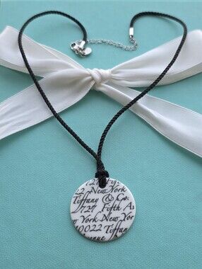 T&Co Notes Necklace White Bone Disc Pendant Necklace